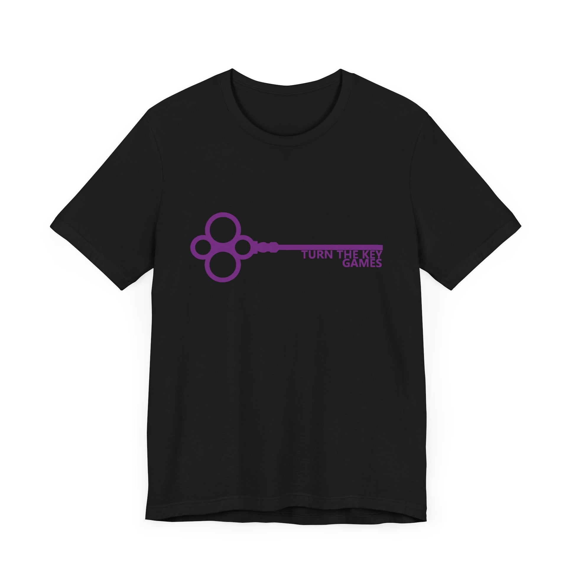 Turn The Key Games Logo in Purple Unisex Graphic Tee for RPG Gamers and fans of Turn The Key Games
