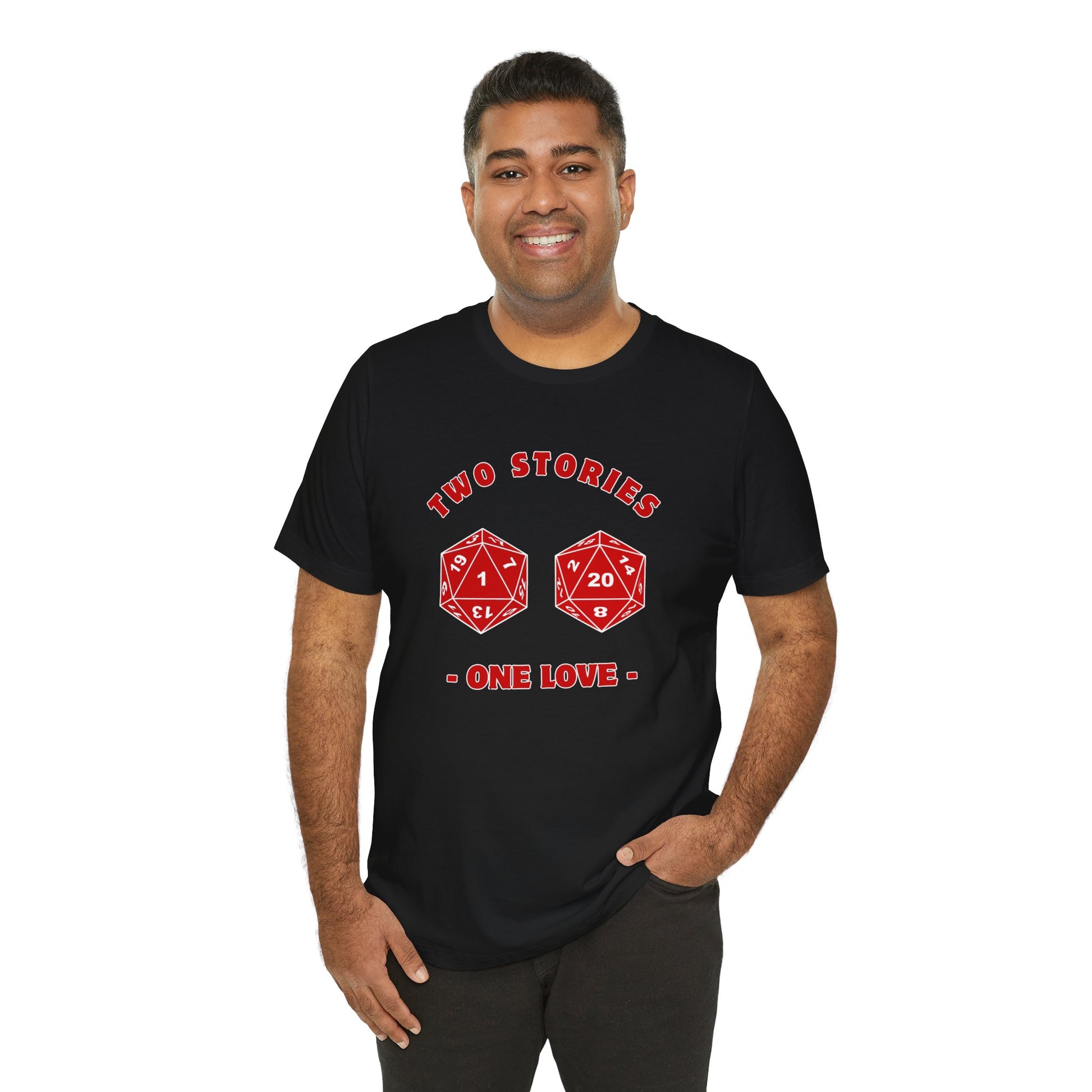 Tale of Two Dice Two Stories One Love Unisex Graphic Tee - Chill Vibes for RPG Gamers