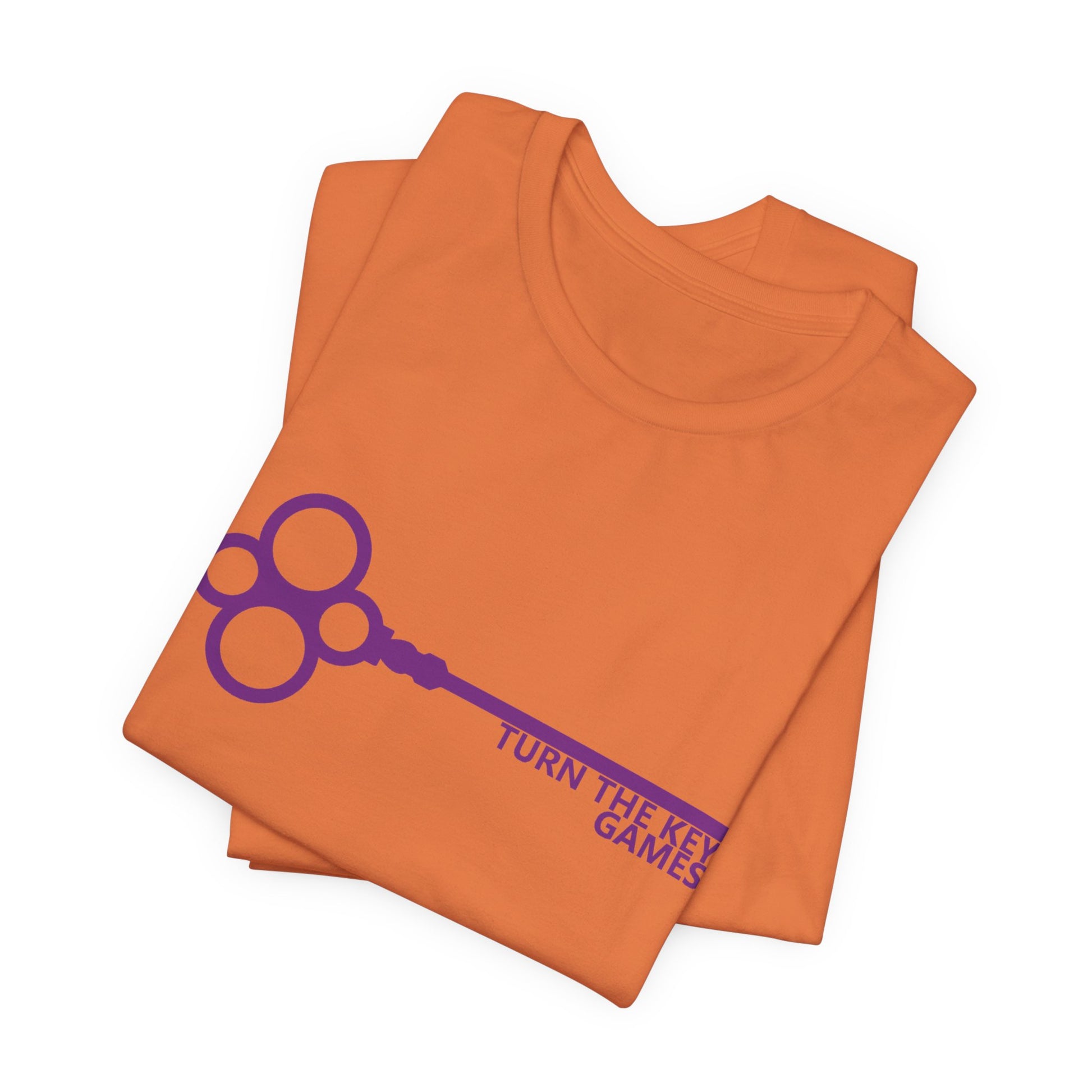 Turn The Key Games Logo in Purple Unisex Graphic Tee for RPG Gamers and fans of Turn The Key Games