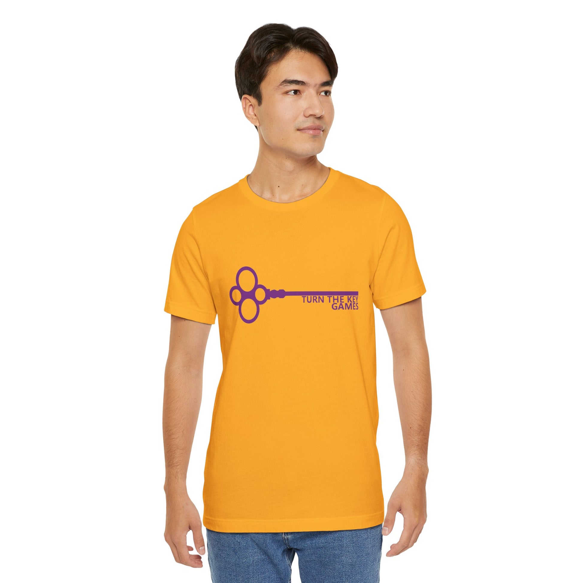 Turn The Key Games Logo in Purple Unisex Graphic Tee for RPG Gamers and fans of Turn The Key Games