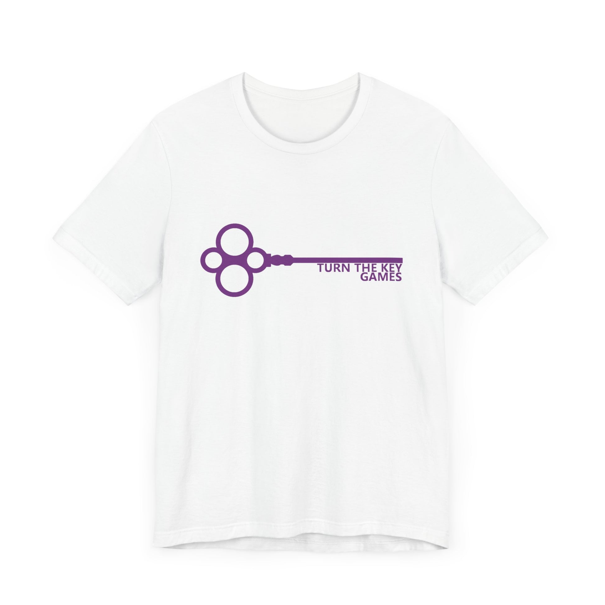 Turn The Key Games Logo in Purple Unisex Graphic Tee for RPG Gamers and fans of Turn The Key Games