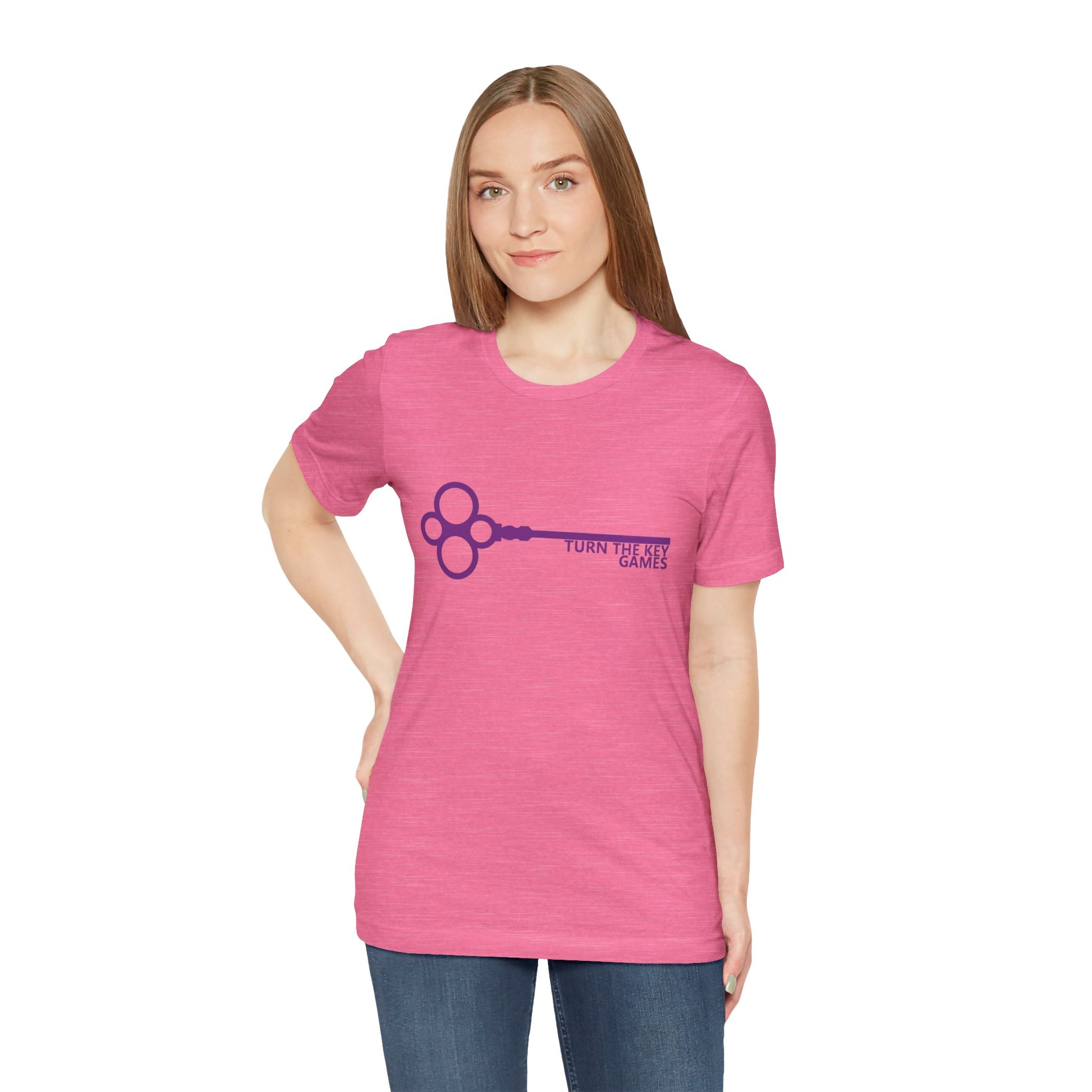 Turn The Key Games Logo in Purple Unisex Graphic Tee for RPG Gamers and fans of Turn The Key Games