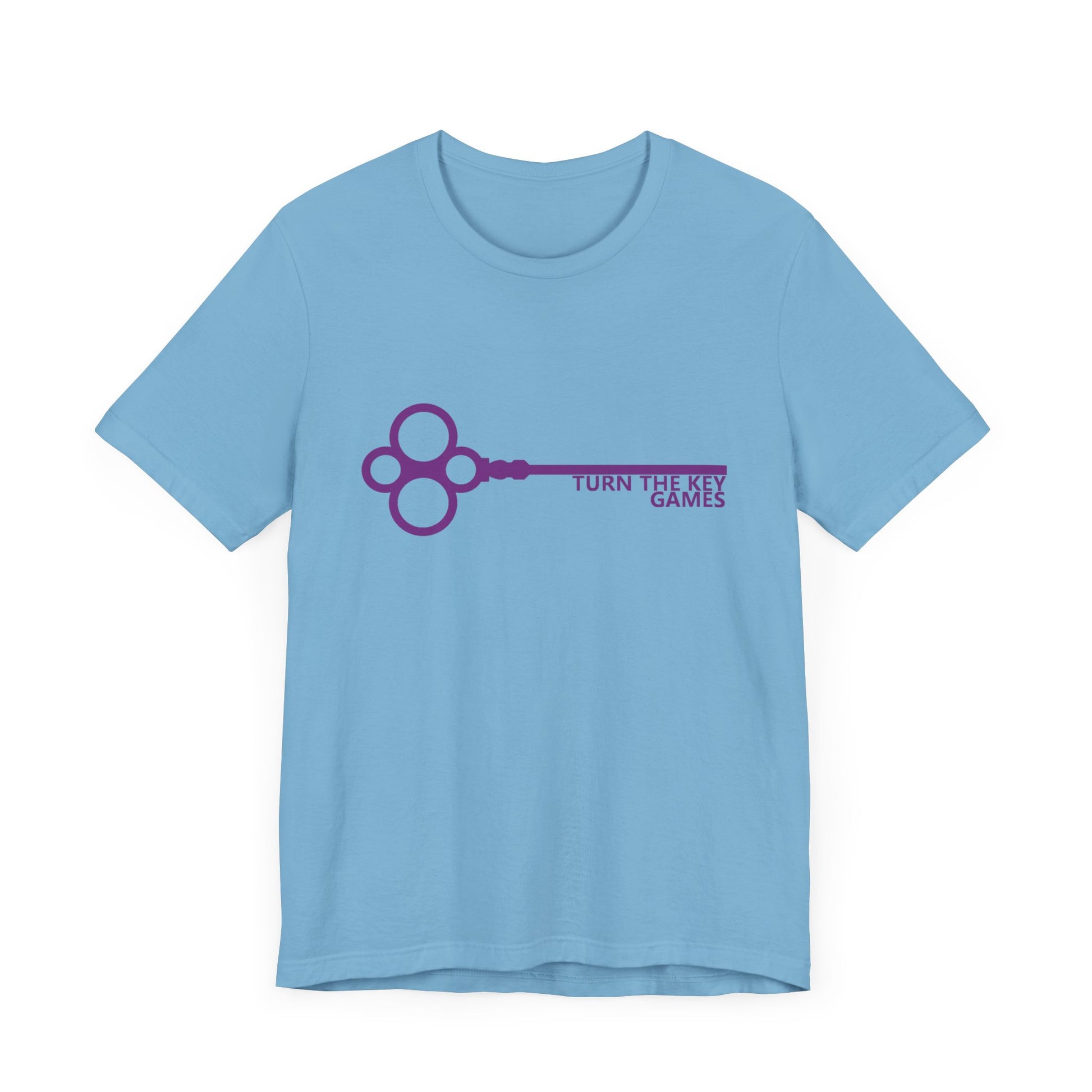 Turn The Key Games Logo in Purple Unisex Graphic Tee for RPG Gamers and fans of Turn The Key Games