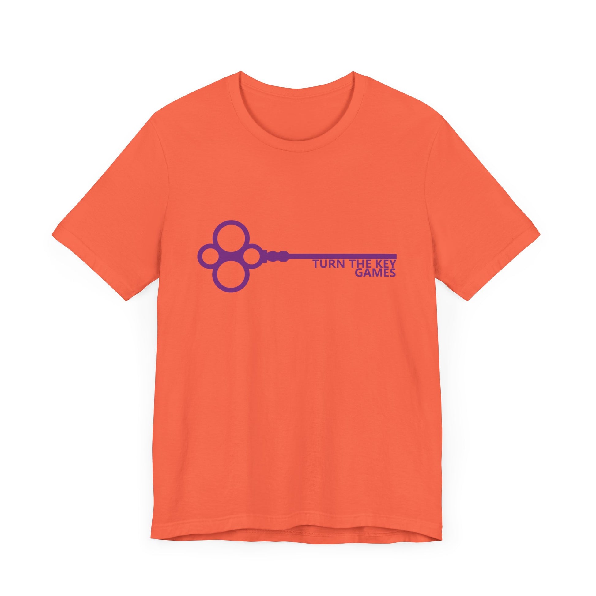 Turn The Key Games Logo in Purple Unisex Graphic Tee for RPG Gamers and fans of Turn The Key Games